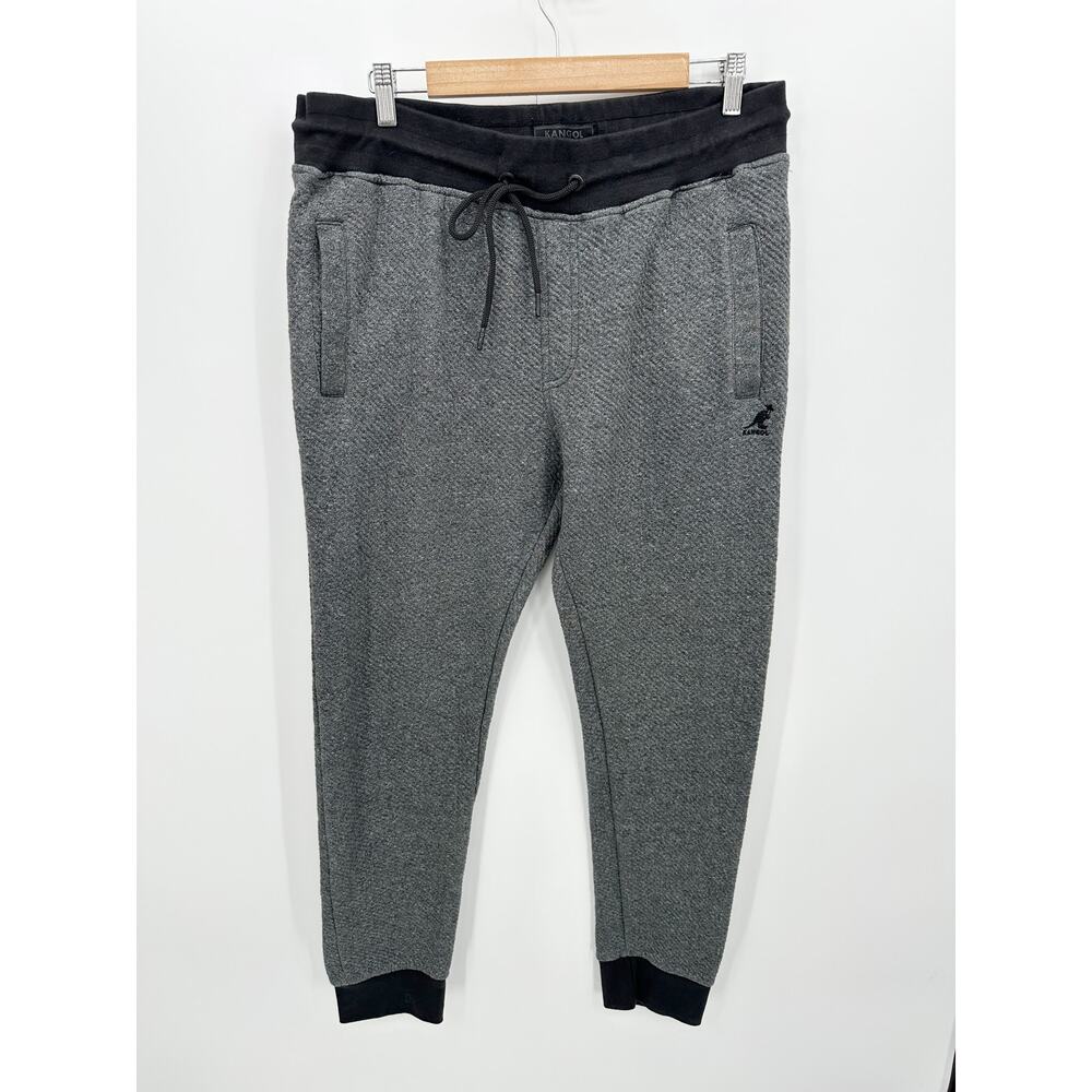 Kangol Jogger Sweatpants‎ Men XL Drawstring Grey Thermal Knit Zipper Drawstring
